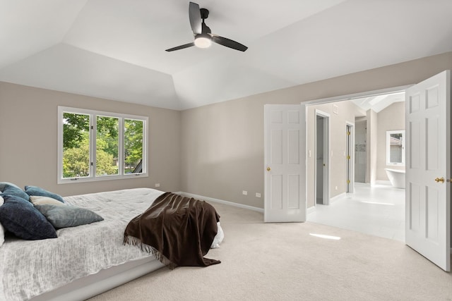 2731 Wolf River Ct, Naperville, IL 60565 - carpeted bedroom featuring vaulted ceiling, a ceiling fan, and baseboards