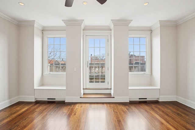 3926 N Greenview Ave, Chicago, IL 60613 - spare room with wood finished floors, plenty of natural light, baseboards, ornamental molding, and recessed lighting