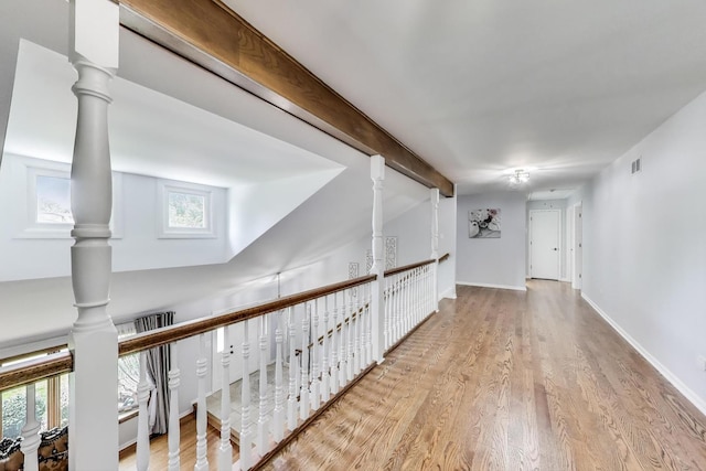 14828 W N Creek Ct, Homer Glen, IL 60491 - hallway featuring wood finished floors and beamed ceiling