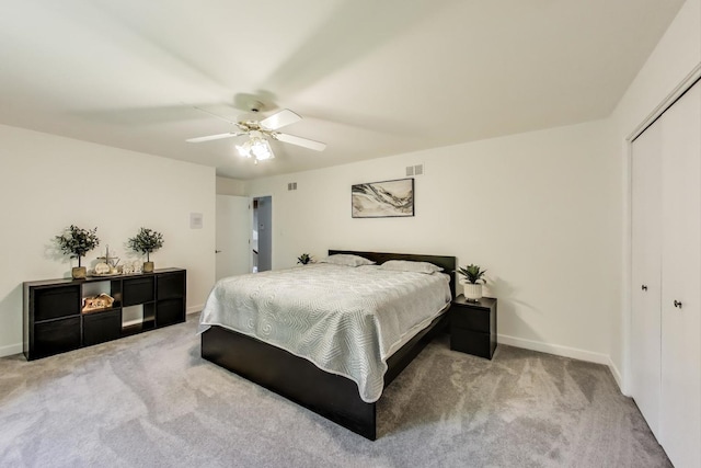 14828 W N Creek Ct, Homer Glen, IL 60491 - bedroom featuring light colored carpet, a closet, and ceiling fan