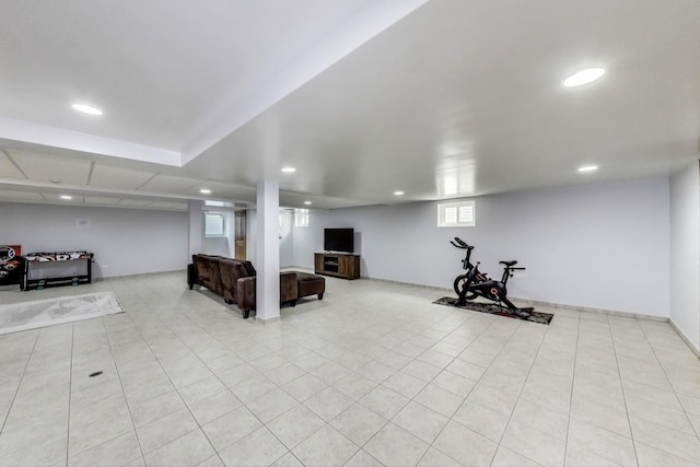 14828 W N Creek Ct, Homer Glen, IL 60491 - exercise room with recessed lighting and light tile patterned floors