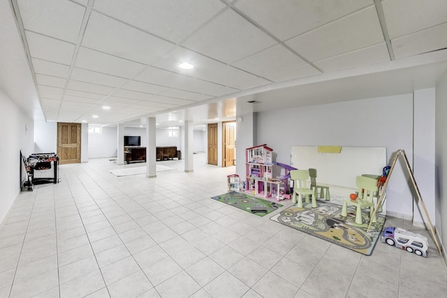 14828 W N Creek Ct, Homer Glen, IL 60491 - recreation room with recessed lighting and a paneled ceiling