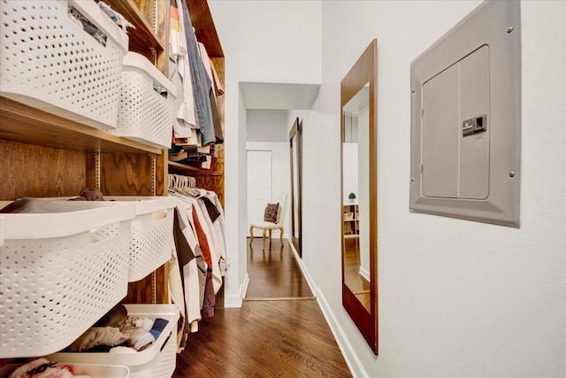 616 W Fulton St Unit 212, Chicago, IL 60661 - hall featuring electric panel and wood finished floors