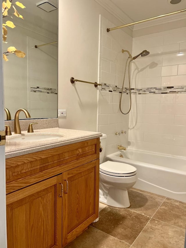 10N872 Williamsburg Dr, Elgin, IL 60124 - full bath featuring ornamental molding, vanity, shower / tub combination, and toilet