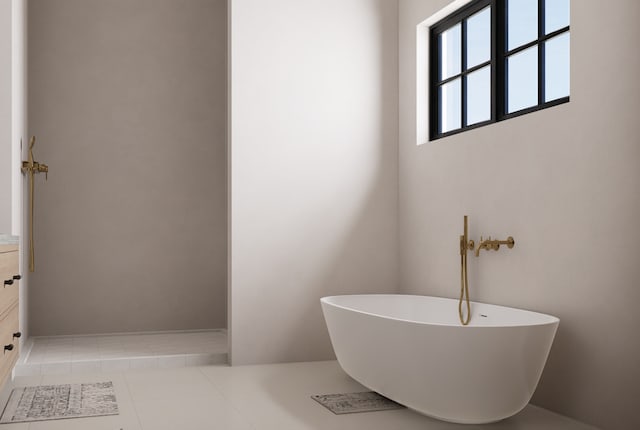 4570 Pamela Ct, Long Grove, IL 60047 - bathroom with a freestanding bath, tile patterned flooring, and vanity