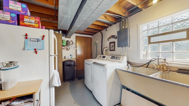 16101 Wabash Ave, South Holland, IL 60473 - laundry area featuring electric panel and washer and clothes dryer