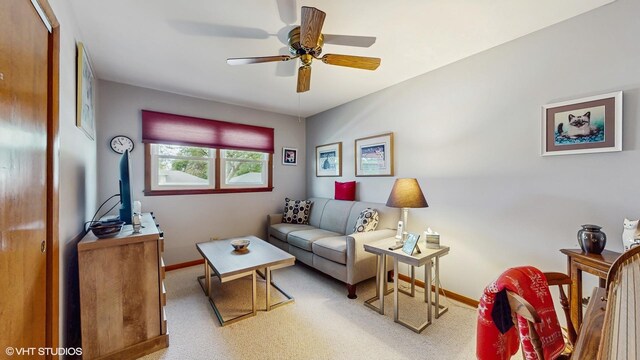 16101 Wabash Ave, South Holland, IL 60473 - sitting room featuring baseboards, a ceiling fan, and carpet