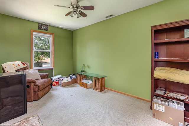 4037 W 90th Pl, Hometown, IL 60456 - sitting room with a ceiling fan, carpet floors, and baseboards