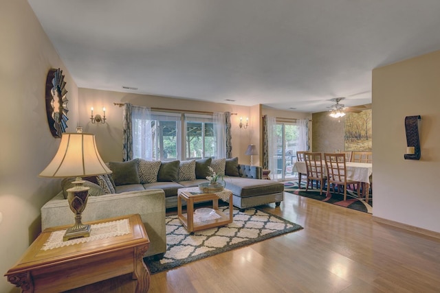 833 Summerfield Dr, Roselle, IL 60172 - living area with wood finished floors and ceiling fan