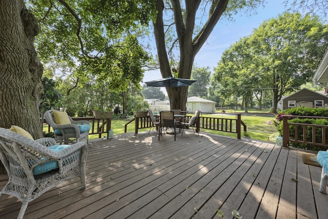 931 Sunset Rd, Wheaton, IL 60189 - wooden deck featuring outdoor dining space