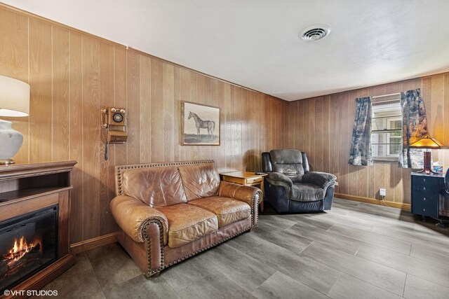359 N Shady Ln, Elmhurst, IL 60126 - living area with wooden walls and a glass covered fireplace