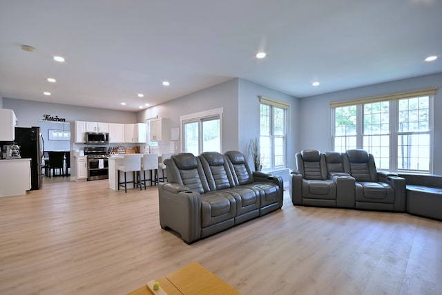 1422 Deer Creek Ln, Lake In The Hills, IL 60156 - living area with light wood-style flooring and recessed lighting