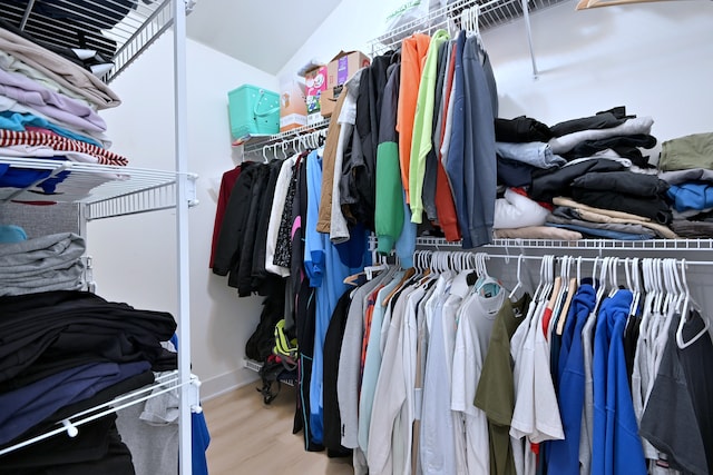 1422 Deer Creek Ln, Lake In The Hills, IL 60156 - walk in closet featuring wood finished floors