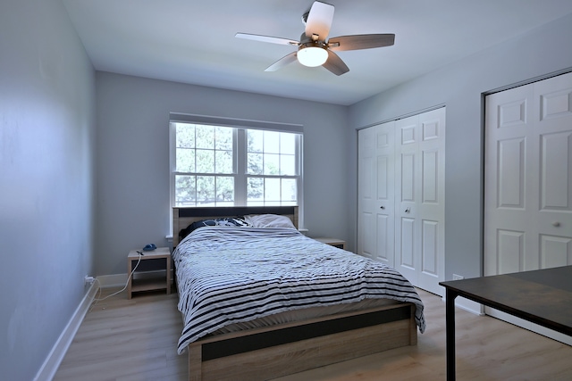 1422 Deer Creek Ln, Lake In The Hills, IL 60156 - bedroom with baseboards, light wood-style floors, and a ceiling fan