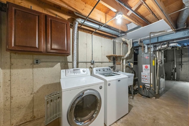 926 Navajo St, Carol Stream, IL 60188 - laundry area featuring independent washer and dryer, cabinet space, and gas water heater