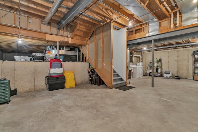 2825 Centurion Ln, New Lenox, IL 60451 - unfinished basement with stairs and washer and clothes dryer