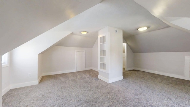 418 S Main St, Rankin, IL 60960 - additional living space with carpet flooring, lofted ceiling, and built in shelves