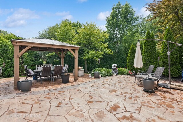1981 White Oak Dr, Algonquin, IL 60102 - view of patio / terrace with outdoor dining area and a gazebo