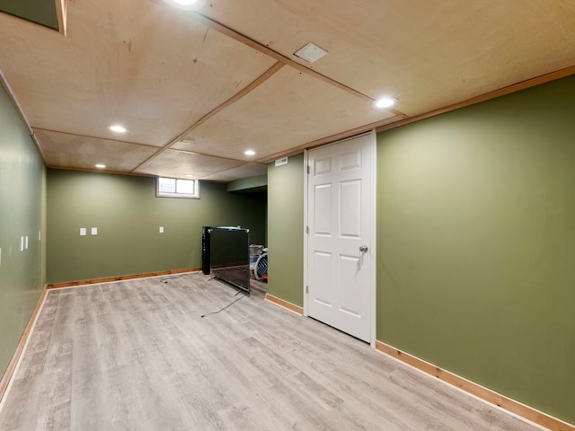 225 S Gladstone Ave, Aurora, IL 60506 - basement featuring wood finished floors, baseboards, and recessed lighting