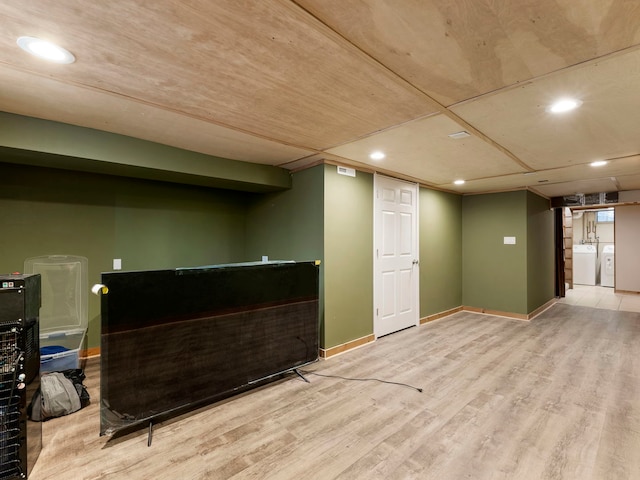 225 S Gladstone Ave, Aurora, IL 60506 - finished basement with washer and dryer, wood finished floors, recessed lighting, and baseboards
