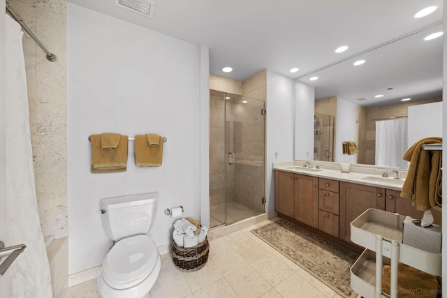 60 E Monroe St Unit 1604, Chicago, IL 60603 - full bath with a shower stall, double vanity, toilet, and recessed lighting