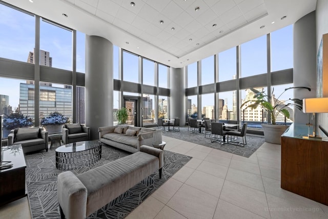 60 E Monroe St Unit 1604, Chicago, IL 60603 - community lobby with a skyline view and a towering ceiling