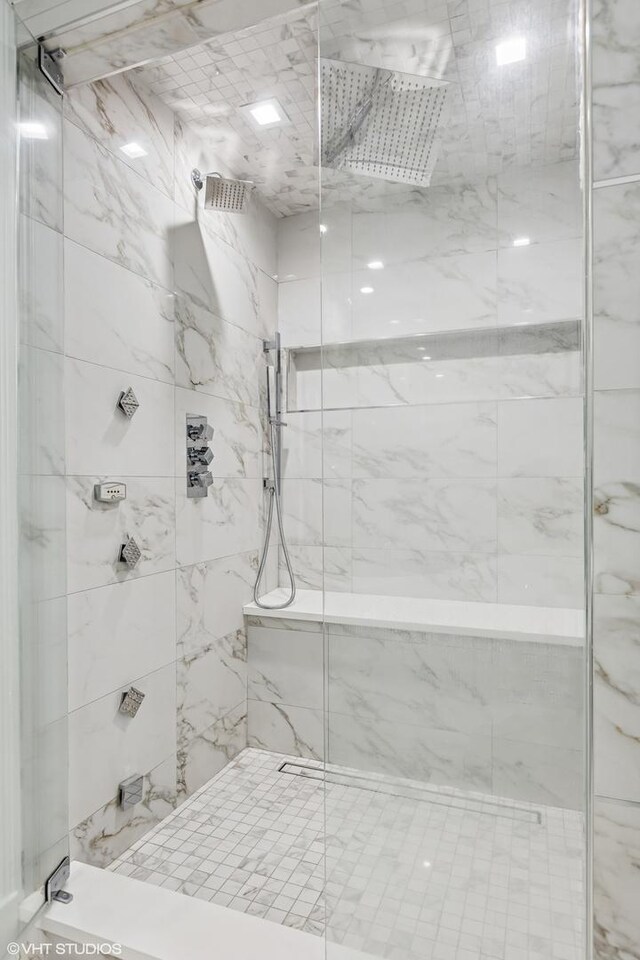 1717 W Huron St, Chicago, IL 60622 - bathroom featuring a marble finish shower