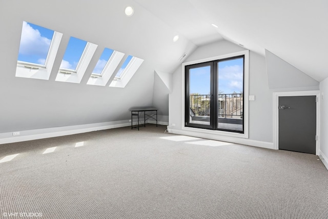 1717 W Huron St, Chicago, IL 60622 - bonus room with a skylight, carpet, vaulted ceiling, and baseboards