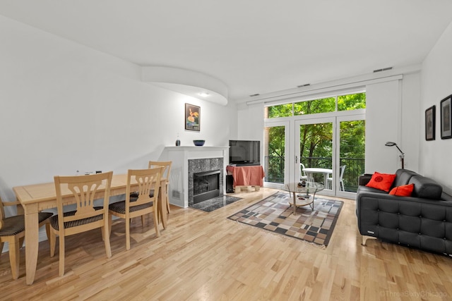 333 N Jefferson St Unit 307, Chicago, IL 60661 - living room featuring wood finished floors and a fireplace