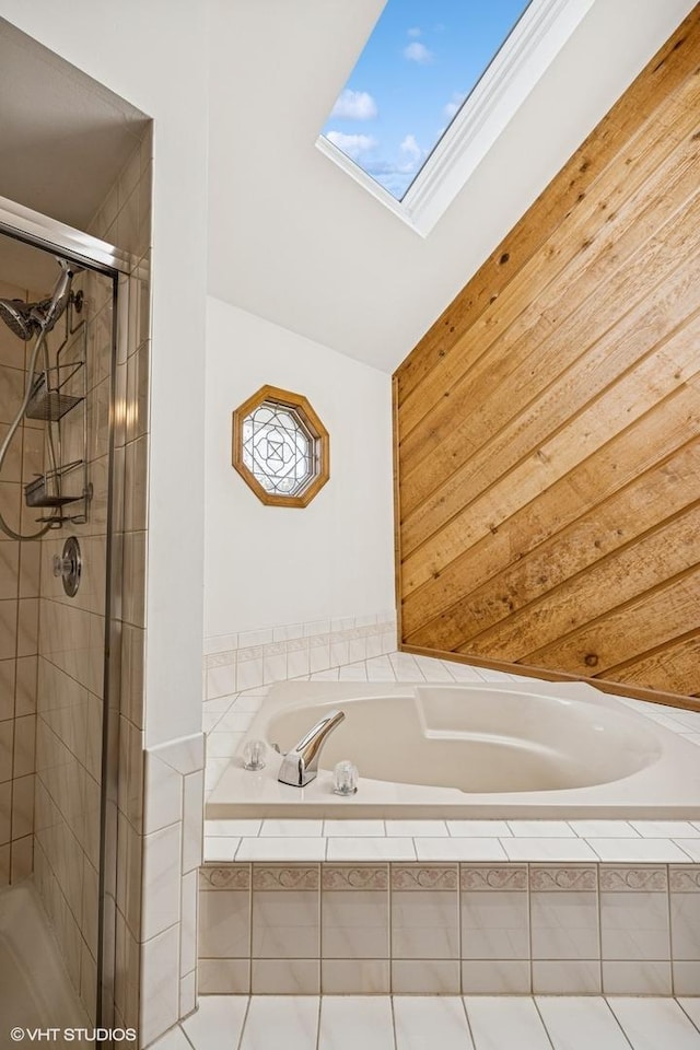 321 Greens View Dr, Algonquin, IL 60102 - full bathroom featuring a skylight, a bath, and a shower stall