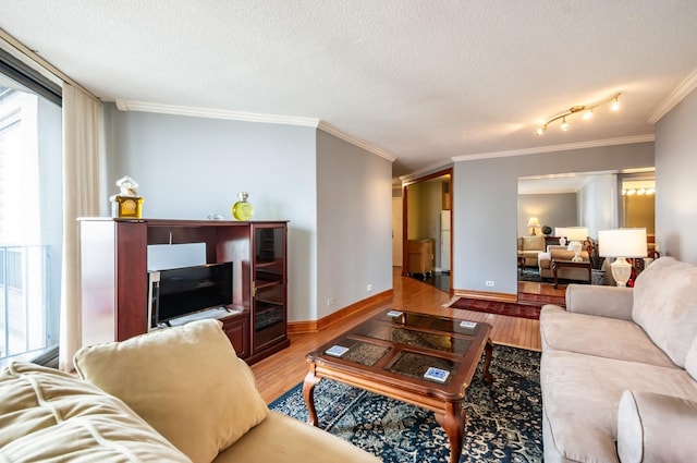 5320 N Sheridan Rd Unit 2209, Chicago, IL 60640 - living area with ornamental molding, a textured ceiling, light wood finished floors, and baseboards