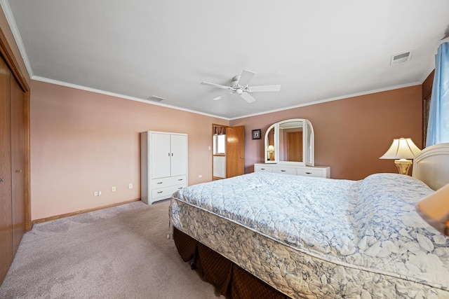 8964 Dublin St Unit 12C, Orland Park, IL 60462 - carpeted bedroom with baseboards, ornamental molding, and a ceiling fan