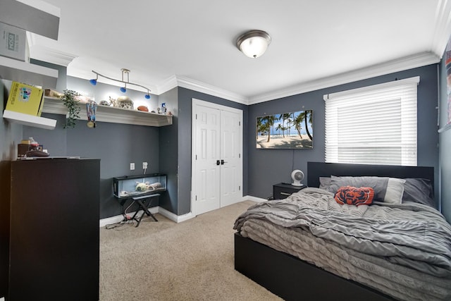 12533 Rosewood Dr, Homer Glen, IL 60491 - carpeted bedroom with a closet and crown molding