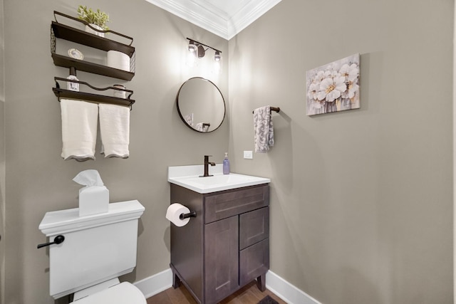 12533 Rosewood Dr, Homer Glen, IL 60491 - bathroom with crown molding, vanity, and wood finished floors