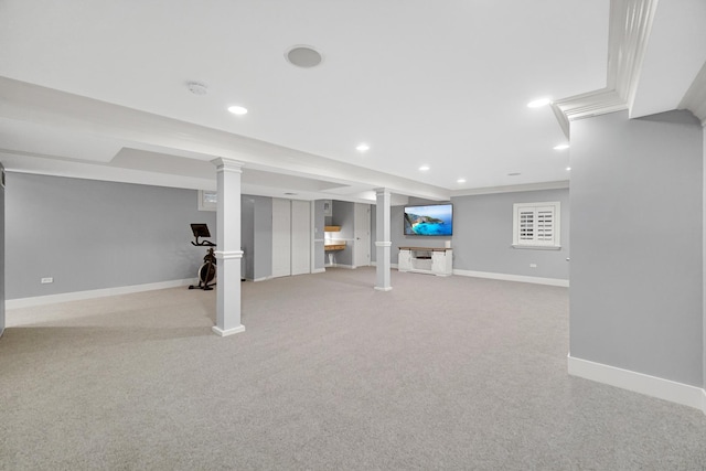 12533 Rosewood Dr, Homer Glen, IL 60491 - finished basement with recessed lighting and carpet flooring
