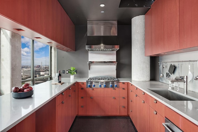 1530 S State St Unit 18A-B, Chicago, IL 60605 - kitchen featuring light countertops, stainless steel gas cooktop, a sink, and recessed lighting