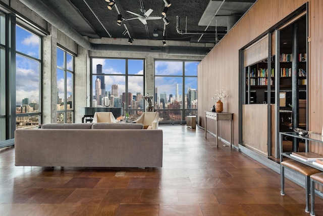 1530 S State St Unit 18A-B, Chicago, IL 60605 - living area with a skyline view and expansive windows