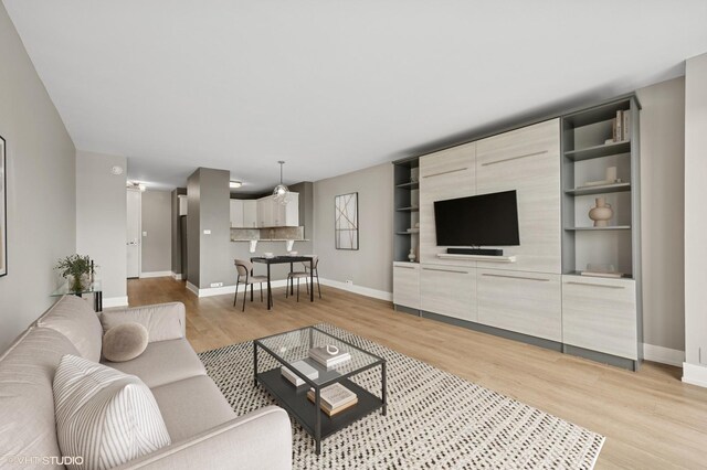 2020 N Lincoln Park W Unit 30L, Chicago, IL 60614 - living room featuring light wood-style flooring and baseboards