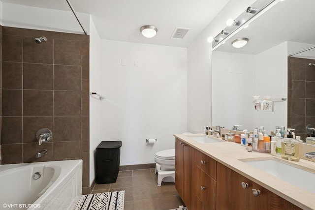235 W Van Buren St Unit 3419, Chicago, IL 60607 - bathroom with double vanity, tile patterned flooring, and bathtub / shower combination