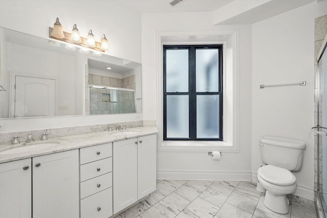 1705 N Crilly Ct Unit 2, Chicago, IL 60614 - full bath with a stall shower, marble look tiles, and double vanity