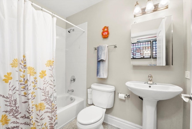 1705 N Crilly Ct Unit 2, Chicago, IL 60614 - full bathroom with shower / bathtub combination with curtain and tile patterned floors