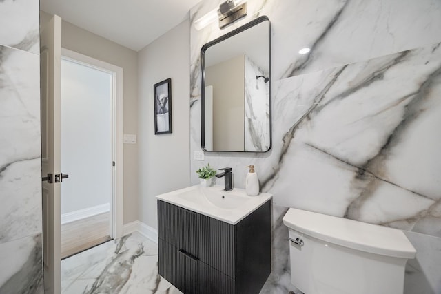 791 N Michigan St, Elmhurst, IL 60126 - bathroom featuring vanity, marble finish flooring, and toilet