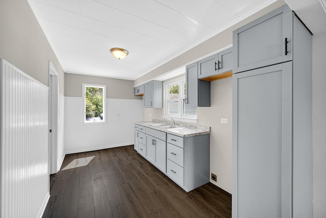 20801 Western Ave, Chicago Heights, IL 60411 - kitchen featuring dark wood-style flooring, light countertops, and gray cabinets