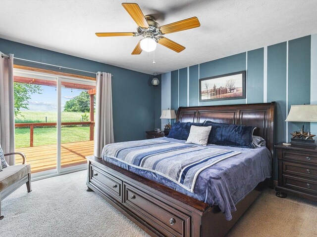 4306 Westridge Dr, Winnebago, IL 61088 - carpeted bedroom featuring access to exterior and ceiling fan