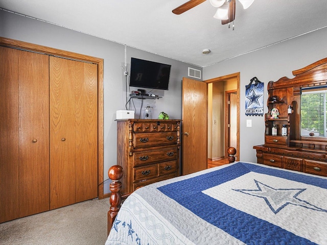 4306 Westridge Dr, Winnebago, IL 61088 - bedroom with carpet floors, a closet, and ceiling fan
