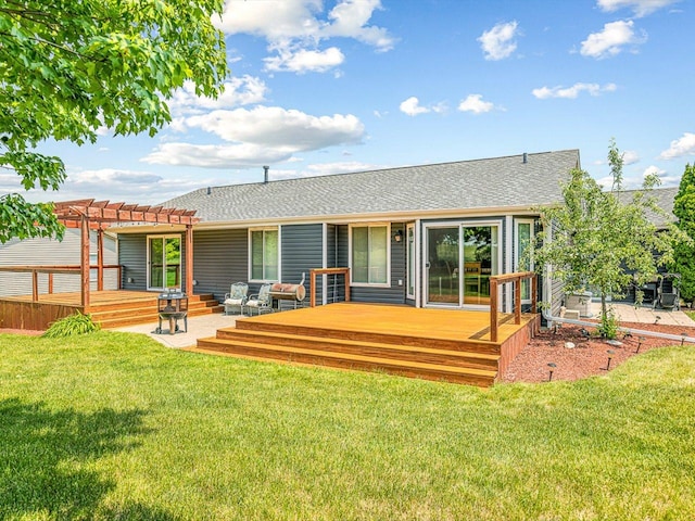 4306 Westridge Dr, Winnebago, IL 61088 - back of house featuring a pergola, a deck, and roof with shingles