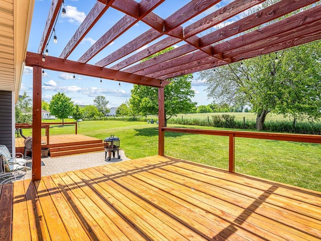 4306 Westridge Dr, Winnebago, IL 61088 - wooden deck featuring a pergola and a rural view
