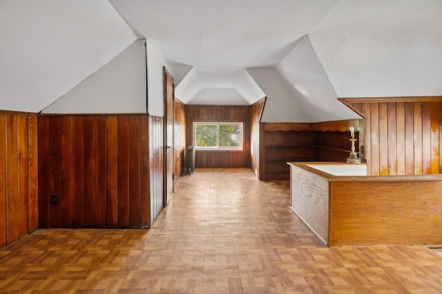 212 S Austin Blvd, Oak Park, IL 60304 - bonus room featuring wood walls and vaulted ceiling