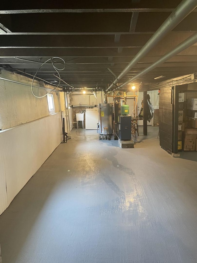 212 S Austin Blvd, Oak Park, IL 60304 - below grade area with water heater and a sink