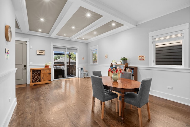 6336 S Kimbark Ave, Chicago, IL 60637 - dining room with beamed ceiling, wood finished floors, and recessed lighting